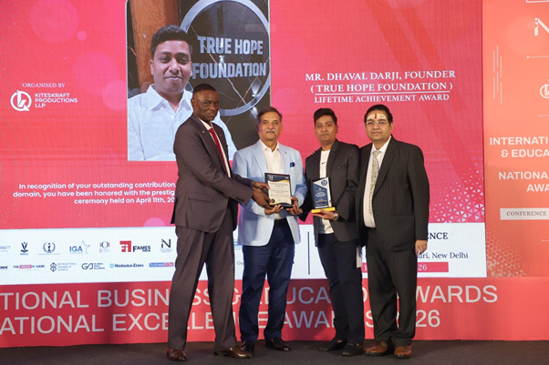 True Hope Foundation’s Dhaval Darjee Receives Lifetime Achievement Award for Change